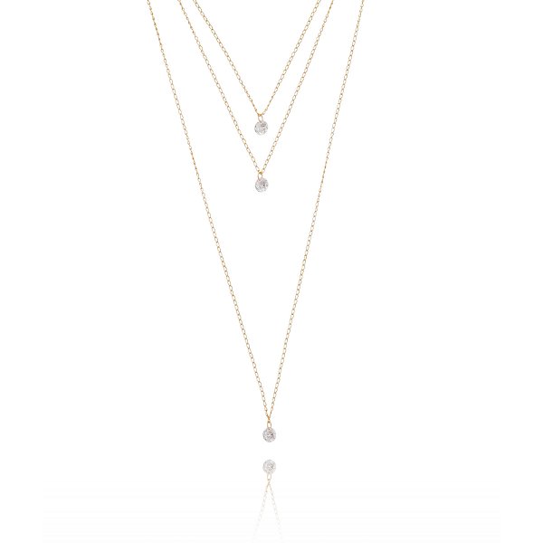 Gargantilha tripla folheada a ouro 18k