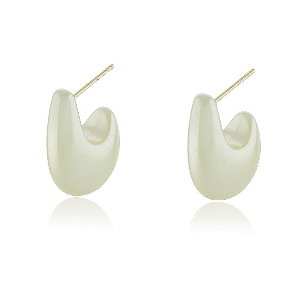 Brinco pérola sintética folheado a ouro 18k