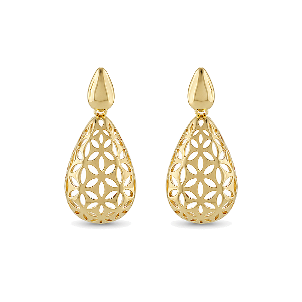 Brinco vazado folheado a ouro 18k