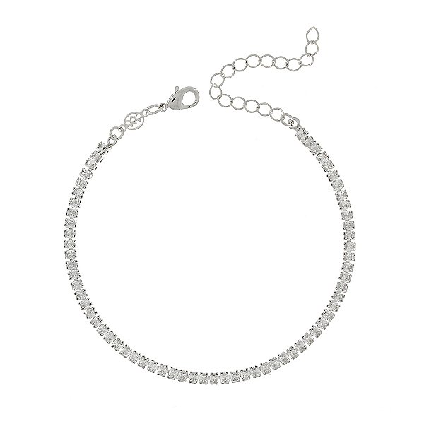 Pulseira folheada a Ródio com zircônias 18cm