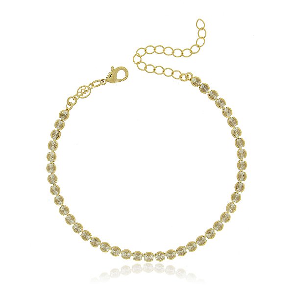 Pulseira Riviera redondo com zircônias folheada a ouro 18k 18cm