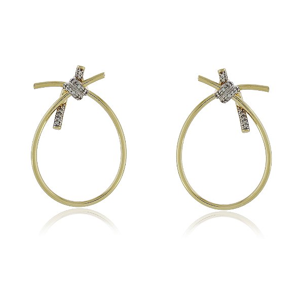 Brinco nó folheado a ouro 18k