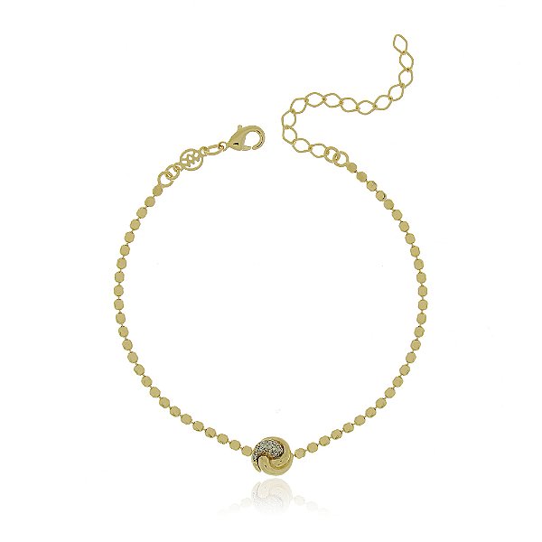 Pulseira nó com zircônias folheada a ouro 18k
