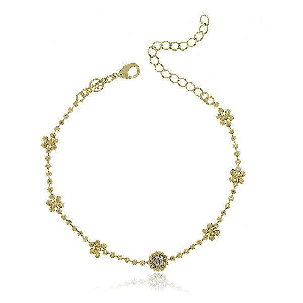 Pulseira rosinhas delicadas folheada a ouro 18k