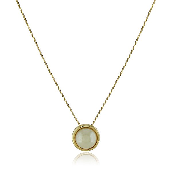 Gargantilha meia pérola folheada a ouro 18k