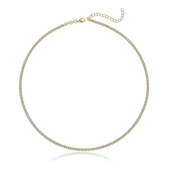 Gargantilha Riviera baguete folheada a ouro 18k