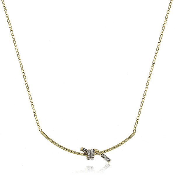 Gargantilha nó duplo folheada a ouro 18k