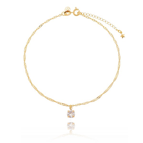 Tornozeleira com zircônias folheada a ouro 18k 24cm