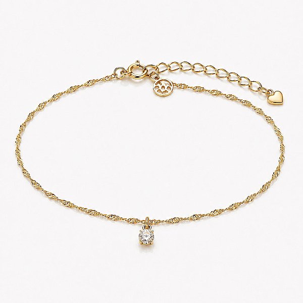 Tornozeleira com zircônias folheada a ouro 18k 24cm