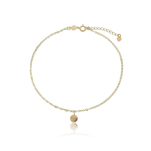 Tornozeleira Mão de Hamsa folheada a ouro 18k 25cm