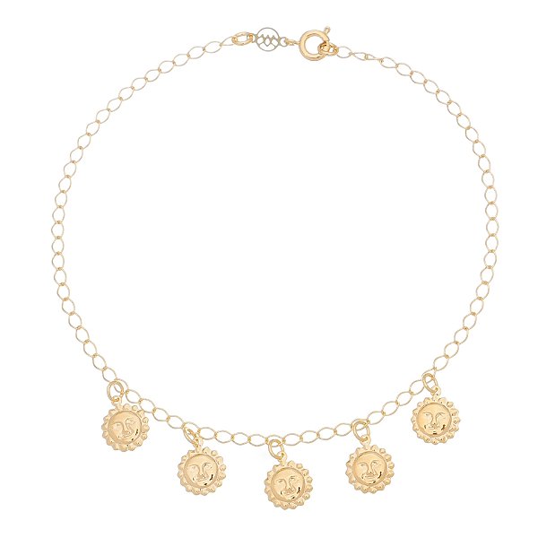 Tornozeleira Sol folheada a ouro 18k 24cm