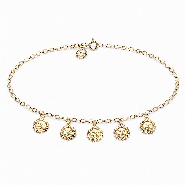 Tornozeleira Sol folheada a ouro 18k 24cm