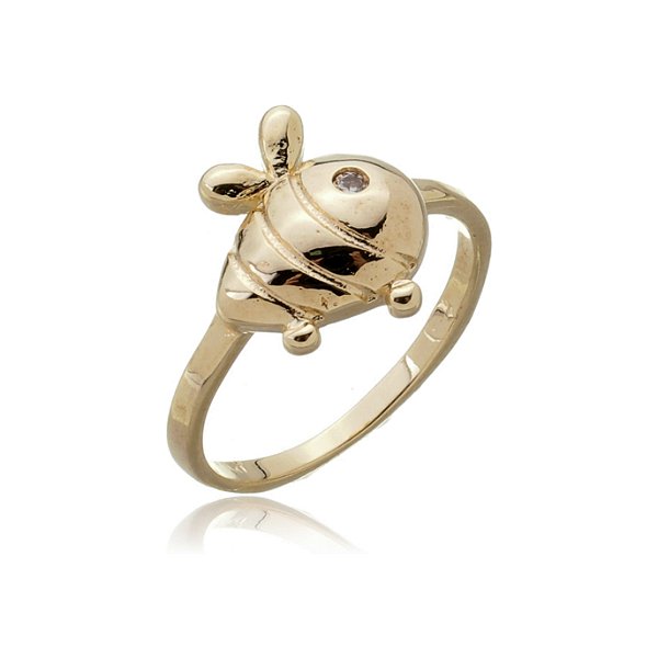 Anel infantil abelhinha folheado a ouro 18k
