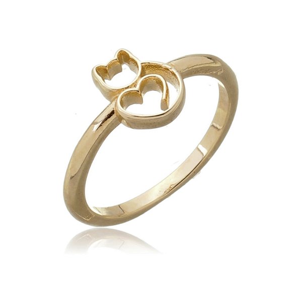 Anel infantil gatinho folheado a ouro 18k