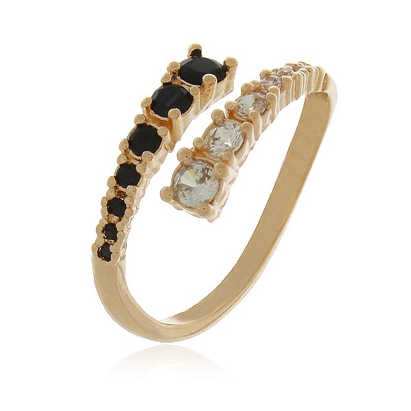 Anel com zircônias folheado a ouro 18k