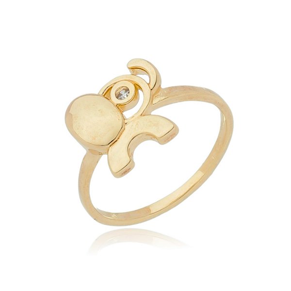 Anel infantil elefante folheado a ouro 18k