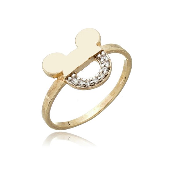 Anel infantil Michey folheado a ouro 18k