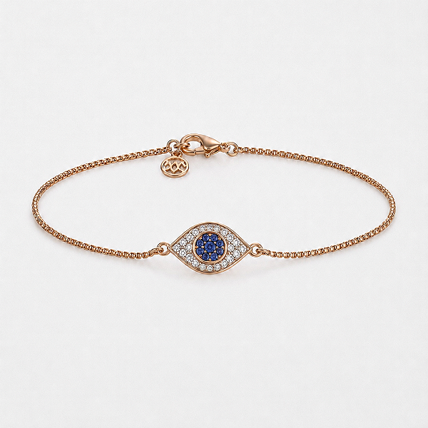 Pulseira olho grego folheada a ouro 18k 18cm