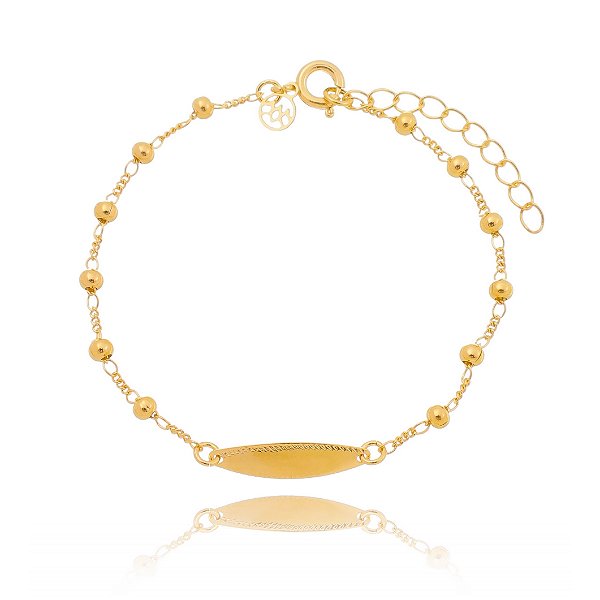 Pulseira plaquinha folheada a ouro 18k 16cm
