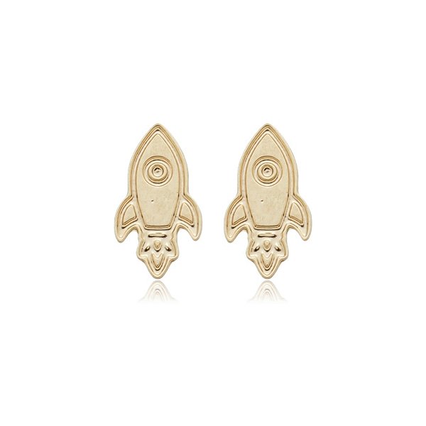 Brinco infantil foguete folheado a ouro 18k