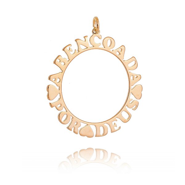 Pingente mandala abençoada por Deus folheado a ouro 18k