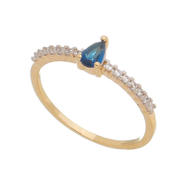 Anel com zircônias folheado a ouro 18k
