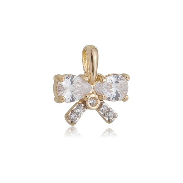 Pingente laço com zircônia folheado a ouro 18k