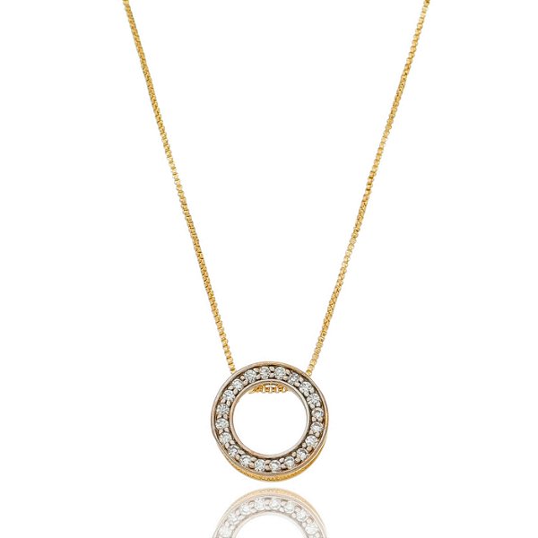 Gargantilha pingente com zircônias folheado a ouro 18k
