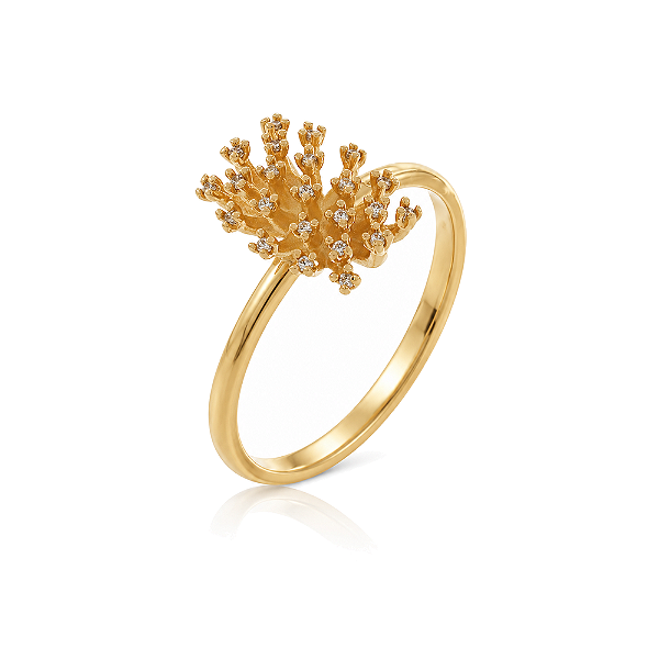 Anel com zircônias folheado a ouro 18k