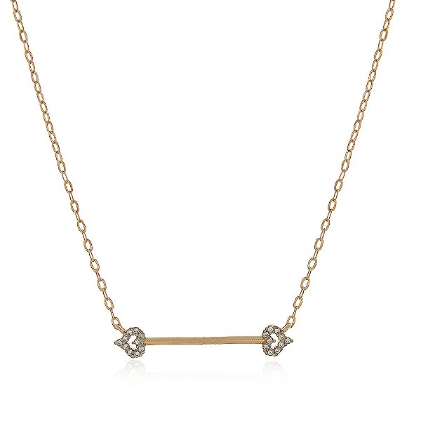 Gargantilha 2 corações folheada a ouro 18k