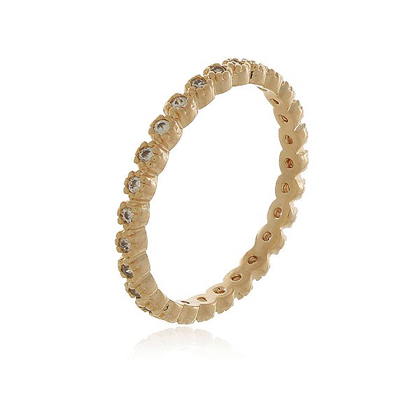Meia aliança completa com zircônias folheada a ouro 18k
