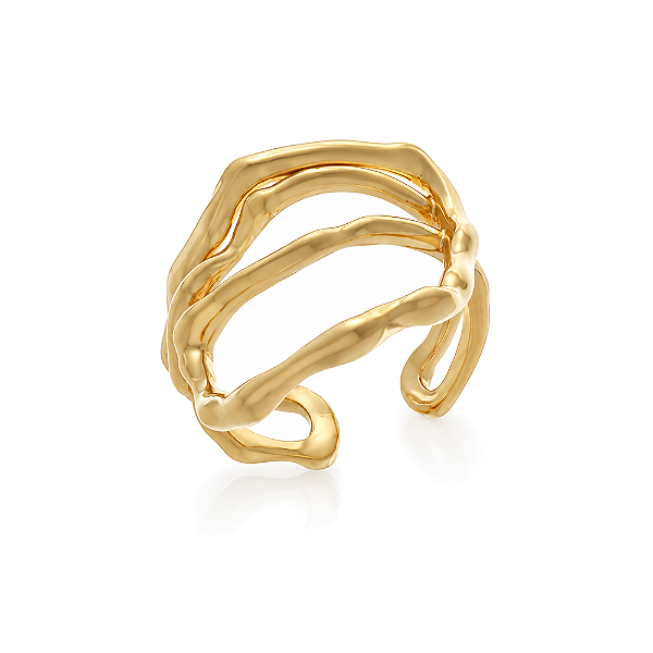 Anel orgânico folheado a ouro 18k