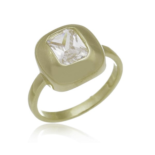 Anel quadrado folheado a ouro 18k