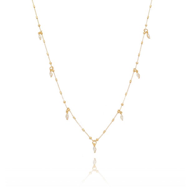Gargantilha com zircônias folheada a ouro 18k