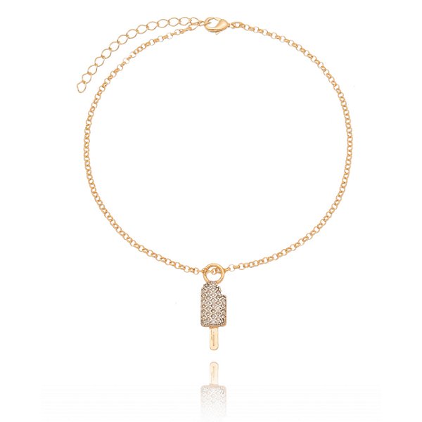 Tornozeleira Picolé com zircônias folheada a ouro 18k