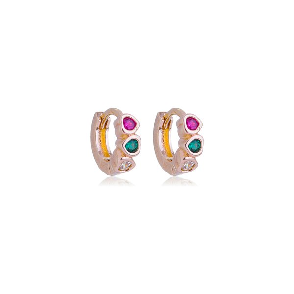 Argola pequena com zircônias folheada a ouro 18k