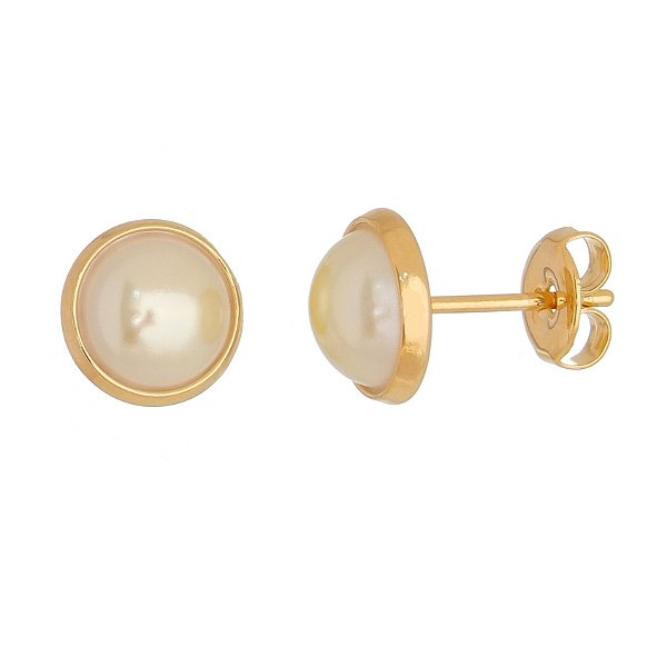 Brinco pérola folheado a ouro 18k