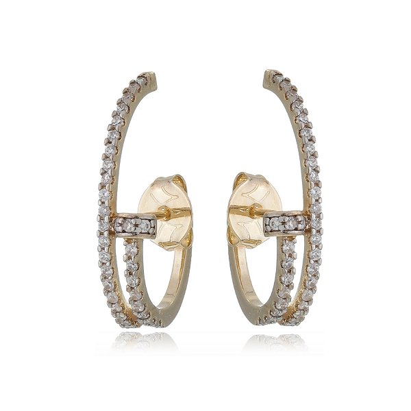 Brinco com zircônias folheado a ouro 18k