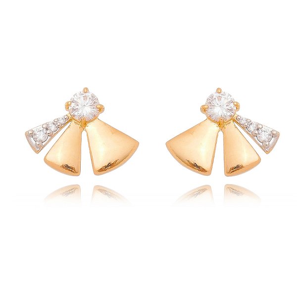Brinco com zircônias folheado a ouro 18k