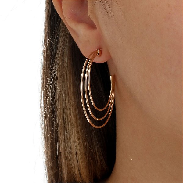 Argola 3 fios folheada a ouro 18k