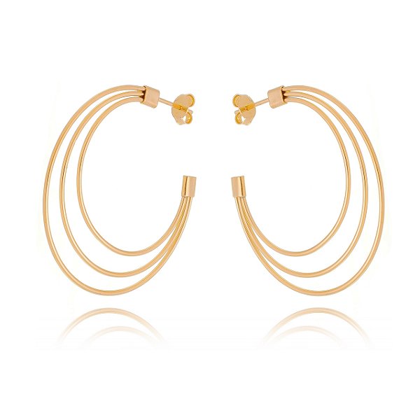 Argola 3 fios folheada a ouro 18k