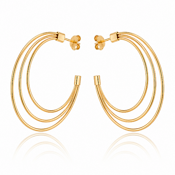 Argola 3 fios folheada a ouro 18k