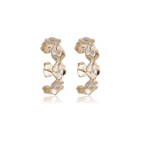 Brinco Ear Cuff com zircônias folheado a ouro 18k