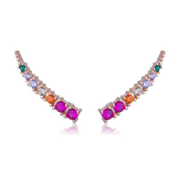 BRINCO COM ZIRCÔNIAS COLORIDAS FOLHEADO A OURO 18K