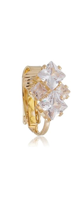 Brinco de pressão com zircônias folheado a ouro 18k - Unidade