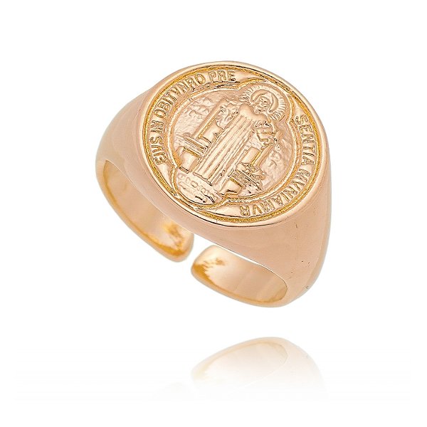 Anel para dedinho São Bento folheado a ouro 18k