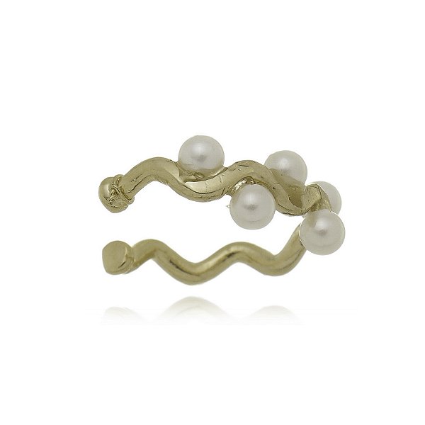 Piercing fake com pérolas folheado ouro 18k