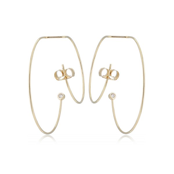 Brinco com zircônia folheado a ouro 18k