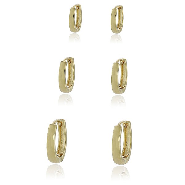 Argola trio folheada a ouro 18k