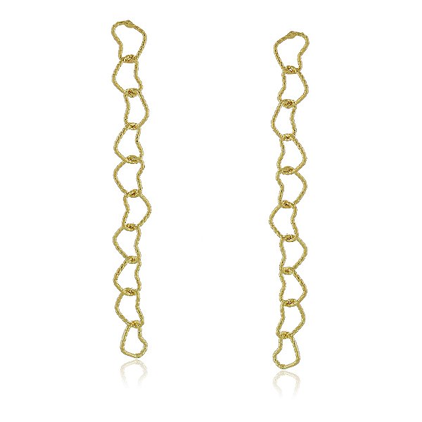 Brinco corações folheado a ouro 18k